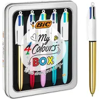 BIC Balpen Bic 4kleuren My Bic medium assorti blik à 5 stuks