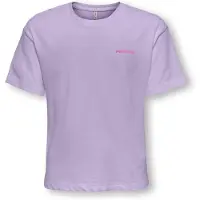 ONLY KIDS GIRL T-shirt met backprint paars Meisjes Katoen Ronde hals Backprint - maat 122/128
