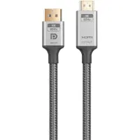 NÖRDIC DPHM-206 Displayport 1.4 naar HDMI 2.1 - 8K 60Hz - 4K120/144Hz - 32.4Gbps - 50cm - Grijs - Dolby Atmos