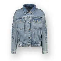 Vingino denim spijkerjas medium blue denim Blauw Bloemen - maat 152