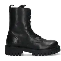 Vingino Muraina Messina leren veterboots zwart Meisjes Leer Effen - maat 28