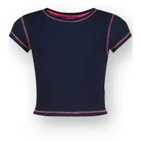 Vingino T-shirt Basic-Crop Rib Tee Meisje Blauw 128