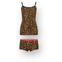 Vingino singlet + short met panterprint bruin Top + short Meisjes Stretchkatoen Ronde hals - maat 122/128