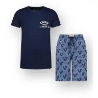 Vingino shortama met all over print donkerblauw/blauw Jongens Stretchkatoen Ronde hals - maat 170/176