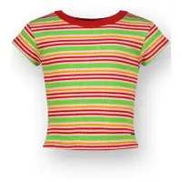 Vingino gestreepte T-shirt rood Meisjes Stretchkatoen Ronde hals Streep - maat 140