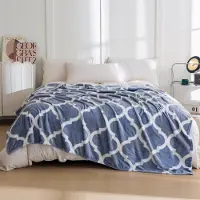 Cotton World Pluche Plaid Microvezel 160x200cm - Geometrisch Grijs