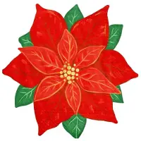 PartyPal 10 kerstservetten in de vorm van een poinsettia, 25x25 cm