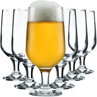 Hobby Hall Bierglazen, biertulp van hoogwaardig glas, 385 milliliter drinkglazen, tarweglazen op voet, drankglazen voor bier, cocktails en dranken (385 ml/set van 6 Bertha)