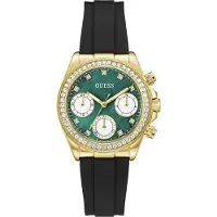 GUESS Analoog horloge 'Victoria' goud / donkergroen / zwart