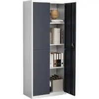 VCM Metall Büroschrank H. 180 x B. 80 x T. 40 cm / Aktenschrank Büromöbel für Ordner / Stahlschrank abschließbar / Flügeltürschrank Malivo 4 fach mit Drehtüren