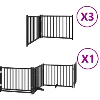 vidaXL Hondenhek inklapbaar 10 panelen 800 cm populierenhout zwart