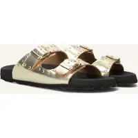Lina Locchi Dames Slippers 2 Gesp Slipper Met Studs - Goud - Maat 37