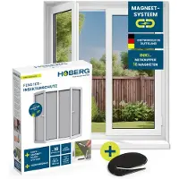 DS Produkte vliegenhor met innovatieve magnetische bevestiging | Vliegenhor tot 150 x 130 cm, op maat te knippen, boren of schroeven niet nodig | Vliegenhor bevestigen met 16 magneten, zwart, 1 stuk