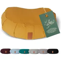 #DoYourYoga - Yoga kussen - »Ganesh« - halve maan meditatiekussen met bio-organische boekweit schalen vulling - 45x30x14 cm - indisch geel