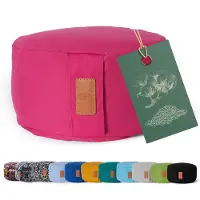 #DoYourYoga - Yoga kussen - »Vishnu« - rond meditatiekussen met bio-organische Spelt vulling - H:15cm, diam.30cm - roze