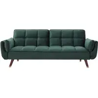 Vente-unique Driezitsslaapbank van groen velours GULCAN