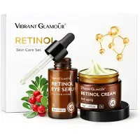 VIBRANT GLAMOUR Retinol Set – Gezichtscrème & Oogserum – Anti-Aging Dag- en Nachtverzorging – Retinol Verzorgingsset – Voor Stralende Huid