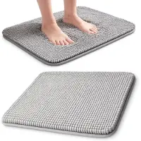 Luft Badmat antislip - 60x40cm - Mega absorberend - Badkamermat - Douchemat - Toiletmat - Wc mat - Antislipmat bad - Grijs - Extra zwaar