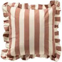 Dutch decor BELLA - kussenhoes 45x45 cm - gestreept - ruches - Old Rose - roze - met rits - zonder binnenkussen