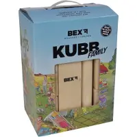 Bex Kubb Family – Zweeds Vikingschaak – Buitenspel – FSC Berkenhout – Koning Met Houtkleurige Kroon – Vanaf 8 Jaar – Inclusief Opbergnet Met Trekkoord