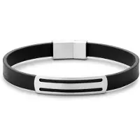 Lucleon Nomen | Zilverkleurige en Zwarte Gestreepte ID-armband