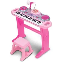 WINFUN Keyboard Rock Star Set (ROZE) met 37 toetsen, knipperende lichten en DJ-scratpad