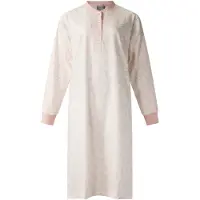 Lunatex - dames nachthemd 224192 - lange mouw - 100% katoen single jersey - roze - maat M