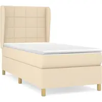 vidaXL Boxspring met matras stof crèmekleurig 80x200 cm