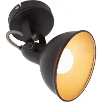 Briloner Soft - Wandlamp - plafondspot - 1 licht - schijnwerper retro / vintage - ftting: E14 - metaal - zwart-goud - 15,6 x 10 cm