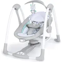 Ingenuity Multifunctionele schommelstoel met vibratiefunctie en melodieën, Raylan, 2-in-1, geschikt voor baby's vanaf 0 maanden tot 9 kg