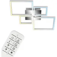 Briloner LED-plafondlamp Frame, dimbaar, alu / grijs / zink, Woon-/ Eetkamer, metaal, Modern, LED plafondlamp