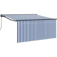 vidaXL Uitschuifbare luifel Blauw en Wit 300 x 250 cm