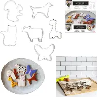 The Concept Factory Dieren Koekjesvormen set - 6x - RVS uitsteekvormen - dieren thema - koekjes en marsepein
