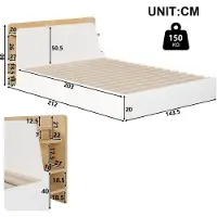STILVORA Paneelbed 140x200 cm – Hydraulisch Opklapbaar Met Extra Grote Opbergruimte – Usb En Type C Opladen – Led Verlichting – Zonder Matras – Wit Naturel