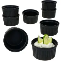 MamboCat Set van 8 crème brulee schaaltjes NERO 9x5cm zwart - 24302121