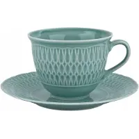 Witek Home Sofia Groene Porseleinen Kop in Schotel Set 250ml