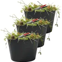 Excellent houseware Excellent housewares Flexibele kuip / emmer - 3x - antraciet - 15 liter - kunststof - 35 x 28 cm