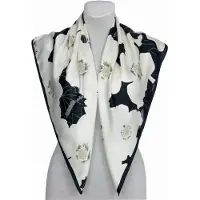 Kamea Merkloze Bloemenprint Sjaal 90x90cm - Elegant Zwart Wit met Beige Accent