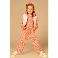 Stains & Stories jumpsuit roze Meisjes Stretchkatoen Ronde hals All over print - maat 110