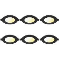 BES LED LED Downlight Inbouwspot 6 Stuks - Brinton Thin - 3W 220lm 120° Bundelhoek - Aanpasbare Lichtkleur 3000K-4000K-6500K - IP40 - Rond - Zwart - Ø85mm Buitenmaat - Ø70mm Zaagmaat