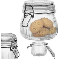 Kadax glazen pot 500ml, 1 stuk, glazen voorraadpot met draaidop, grote voorraadpot met deksel, voorraadpot met draaidop, koekjespot