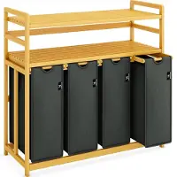 Core Wasmand 4 Vakken - Wasmand - Wassorteerder - Grijis - 42cm x 103cm x 100cm