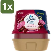 Glade 1 x - Badkamer Gel - Luscious Kers & Pioenroos - 180 g - Badkamer Geur - Bloemige Geur - Geur Gel - Geurverspreiding - Geur Gel Badkamer