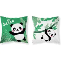 Mayamoo Kinderkussenhoes Katoen 40x40cm Panda Wand - Zacht & Veilig
