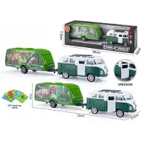 Norimpex Camper met Dino Transportaanhanger - Speelgoedauto met geluid en licht