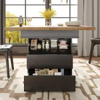 MODFU Uittrekbare Teleskoptisch 110-140×80×75 cm – Opklapbaar, MDF+PB, Opbergruimte & Soft-Close