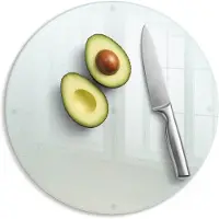 Tulup Glazensnijplank - Semi-transparante Broodplank - fi30 cm - Ronde Gematteerde Snijplank - Keukenbenodigdheden - Glazen snijplank Melkglas - Matte Glazen Snijplank