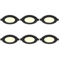 BES LED LED Downlight Inbouwspot 6 Stuks - Brinton Thin - 3W 220lm 120° Bundelhoek - Warm Wit 3000K - IP40 - Rond - Zwart - Ø85mm Buitenmaat - Ø70mm Zaagmaat