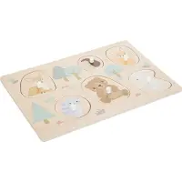 Atmosphera Houten Puzzel 6 Stukjes Dieren - Legpuzzel voor Kinderen - Motoriek Speelgoed - Beer - Egel - Wasbeer - Hert - Konijn - Puzzle - Puzzeltje voor Baby