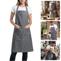 Cheqo Keukenschort Zwart - Kookschort Zwart - Schort Zwart - Bbq Schort Zwart - Unisex Schort Zwart - Horeca Schort Zwart - Professioneel Keukenschort Zwart